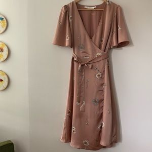 Anthropologie Wrap Dress with Flutter Sleeves